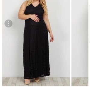 Black lace v neck maternity plus